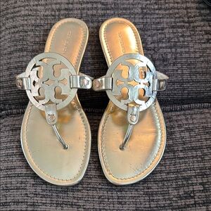 Tory Burch Gold Miller Sandals Iconic Design 9.5